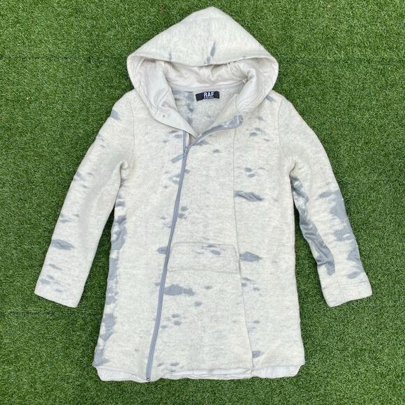 RAF by Raf Simons Hooded Asymmetrical Zip Up Mesh Wool Blend Textured Jacket - Picture 1 of 9